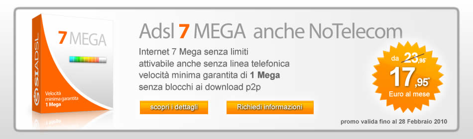 7 mega adsl senza linea telefonica